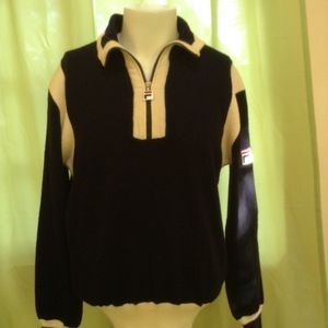 Vintage Fila Tennis Wool Blue Sweater Borg 54